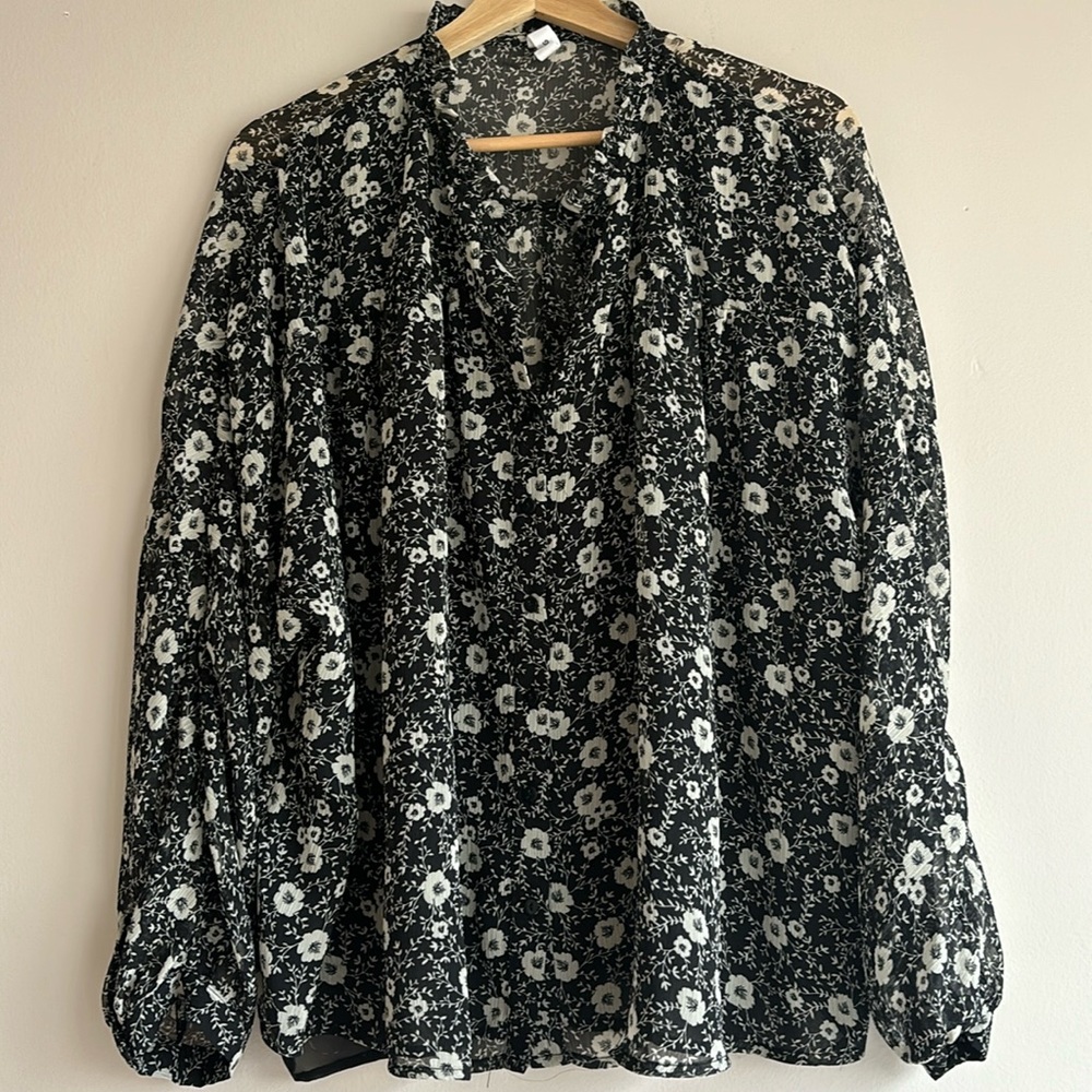 MNG mango sheer floral top size XL - Picture 2 of 3